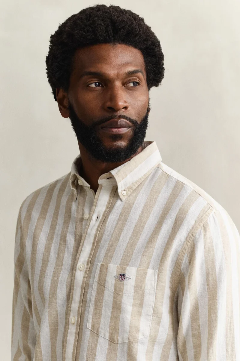 GANT Regular Cotton Linen Stripe Shirt